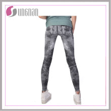 Leggings elásticos leggings impressos Leggings falsificados leggings sem emenda das mulheres